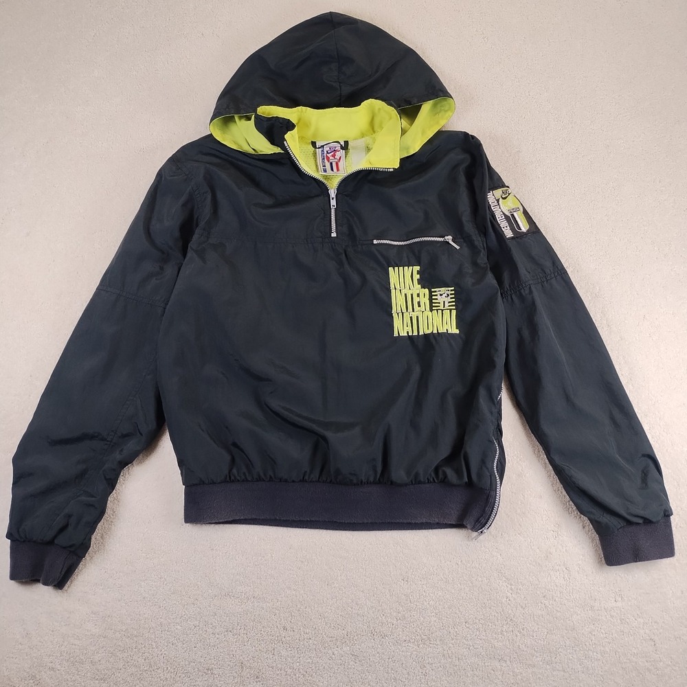 VTG Nike International Windbreaker Jacket Men's S 1/4 Zip Pullover Spell Out 90s